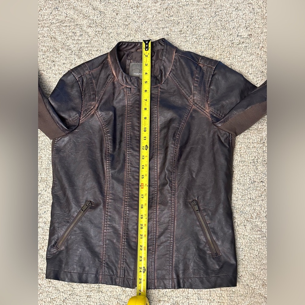 Maurice’s Faux Brown Leather Jacket Full Zip Size Large - Picture 11 of 15